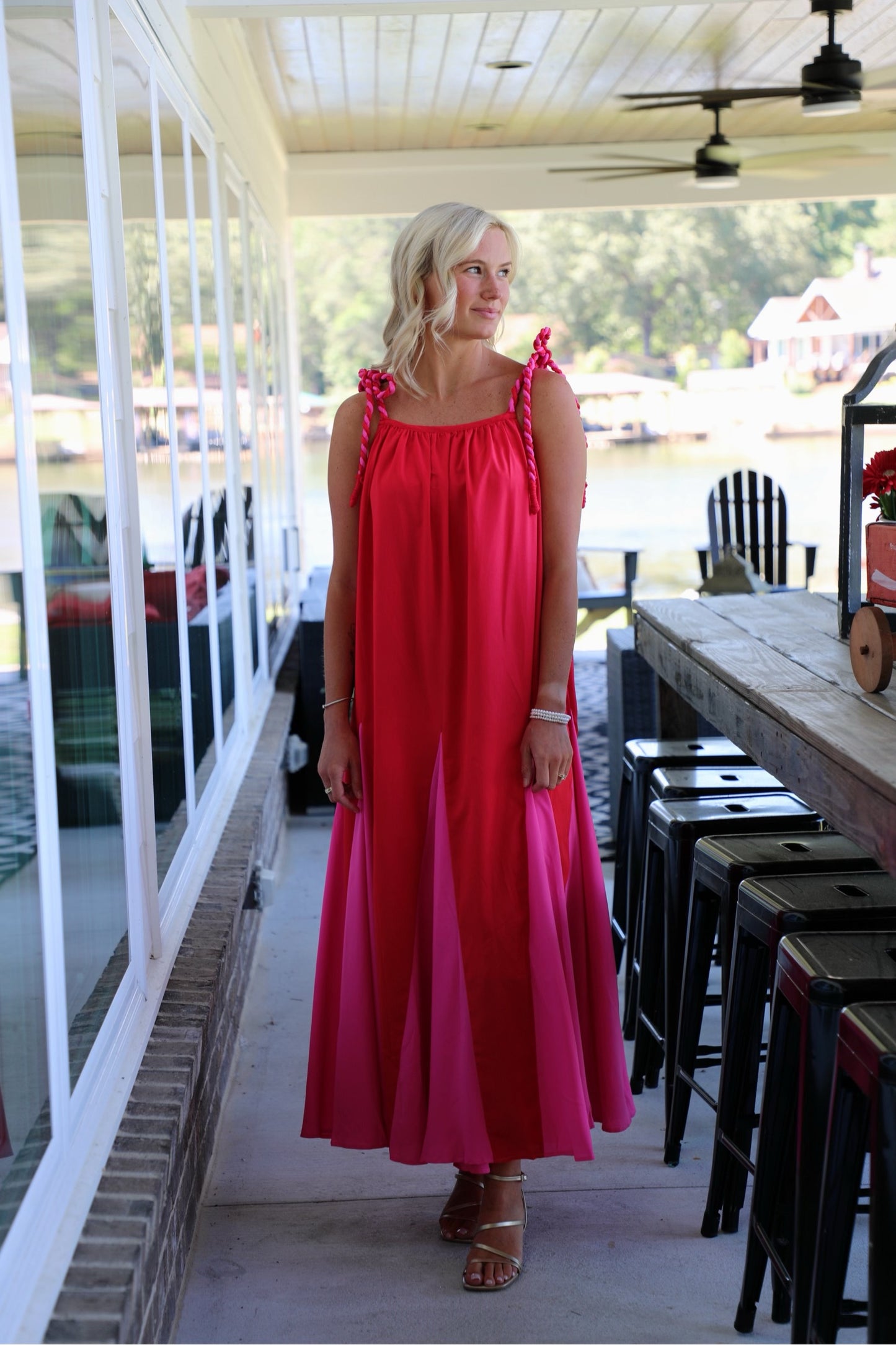 Split Decision Pleated Maxi Dress