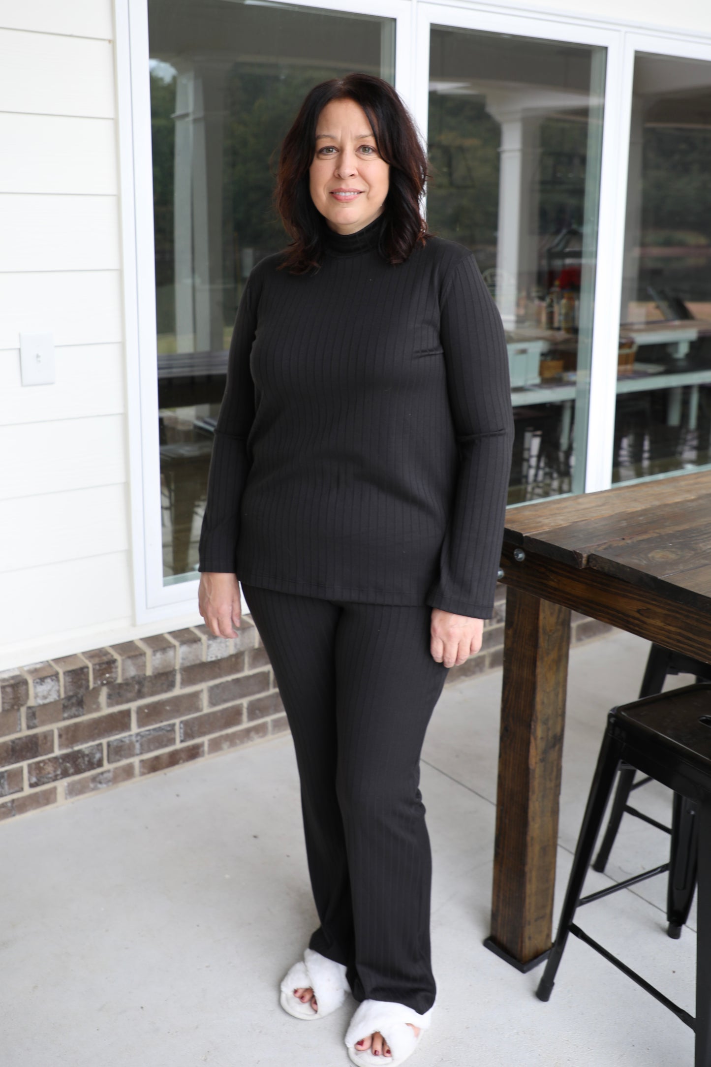 Black Ribbed Lounge Set