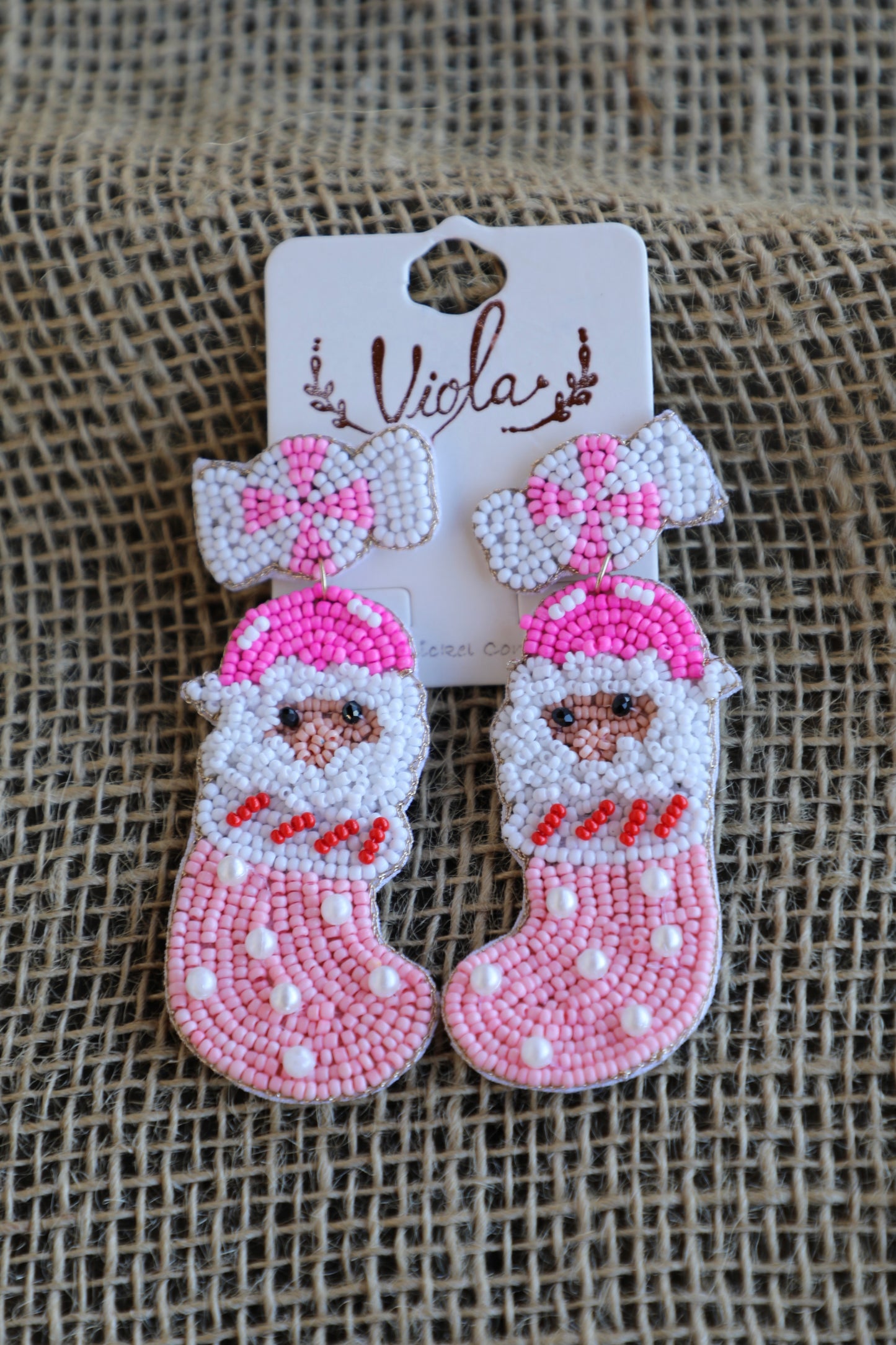Santa Stocking Beaded Earrings