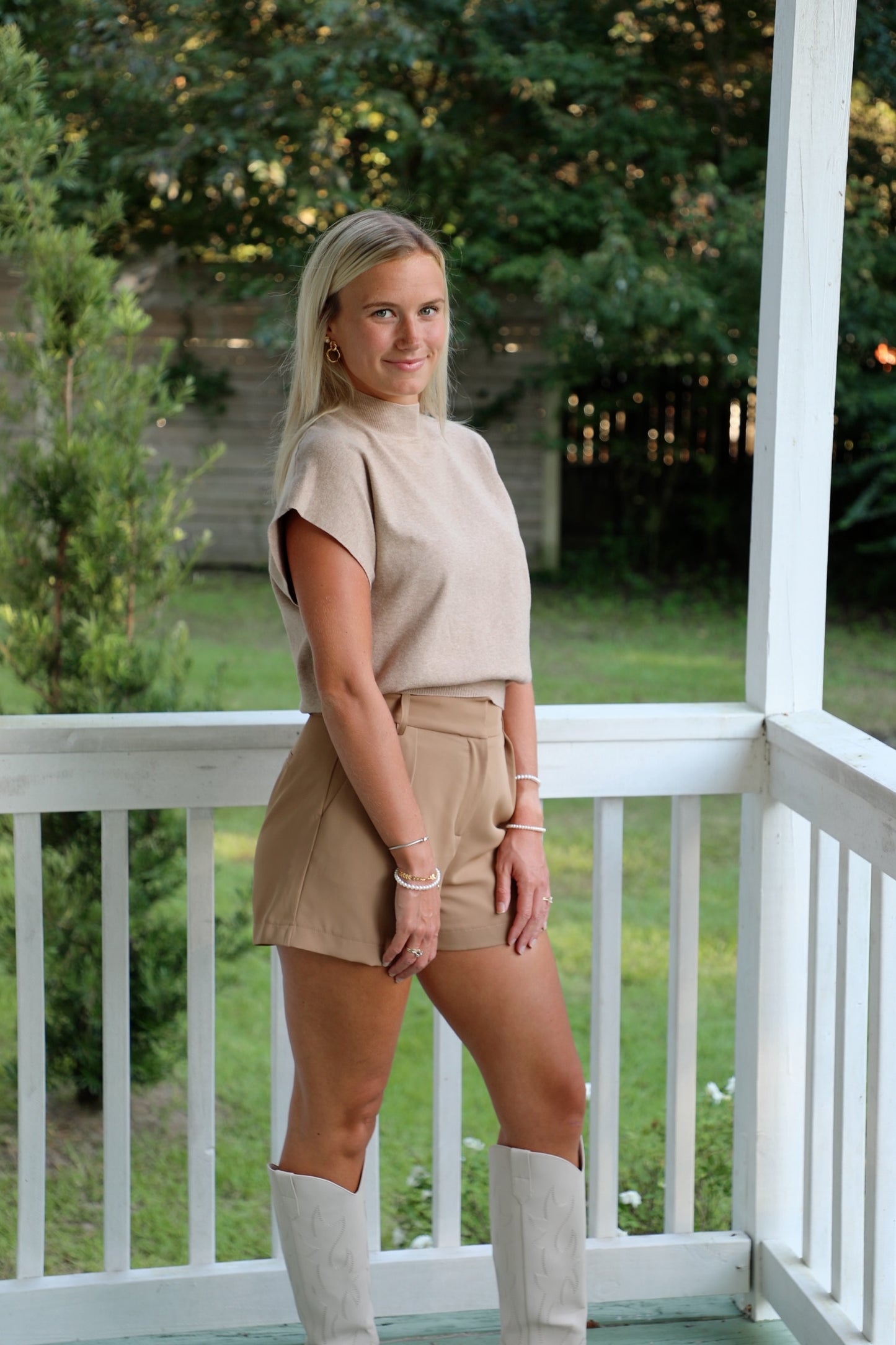 Oatmeal Mock Neck Sweater