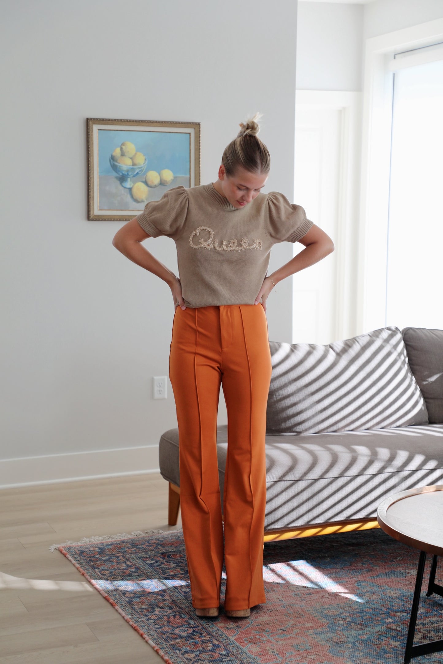 Pumpkin High Rise Flare Pants