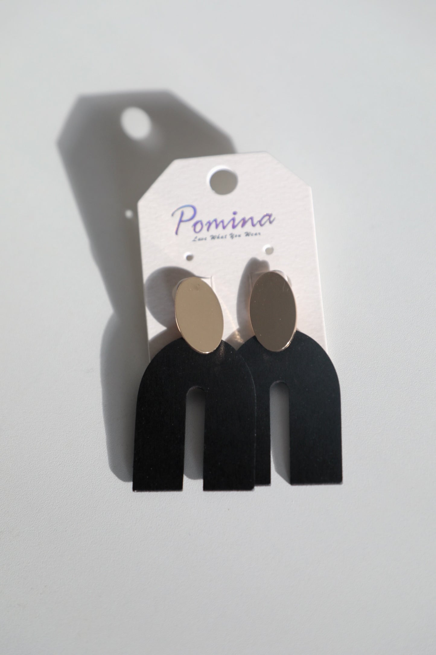 Black Wood U Drop Earrings