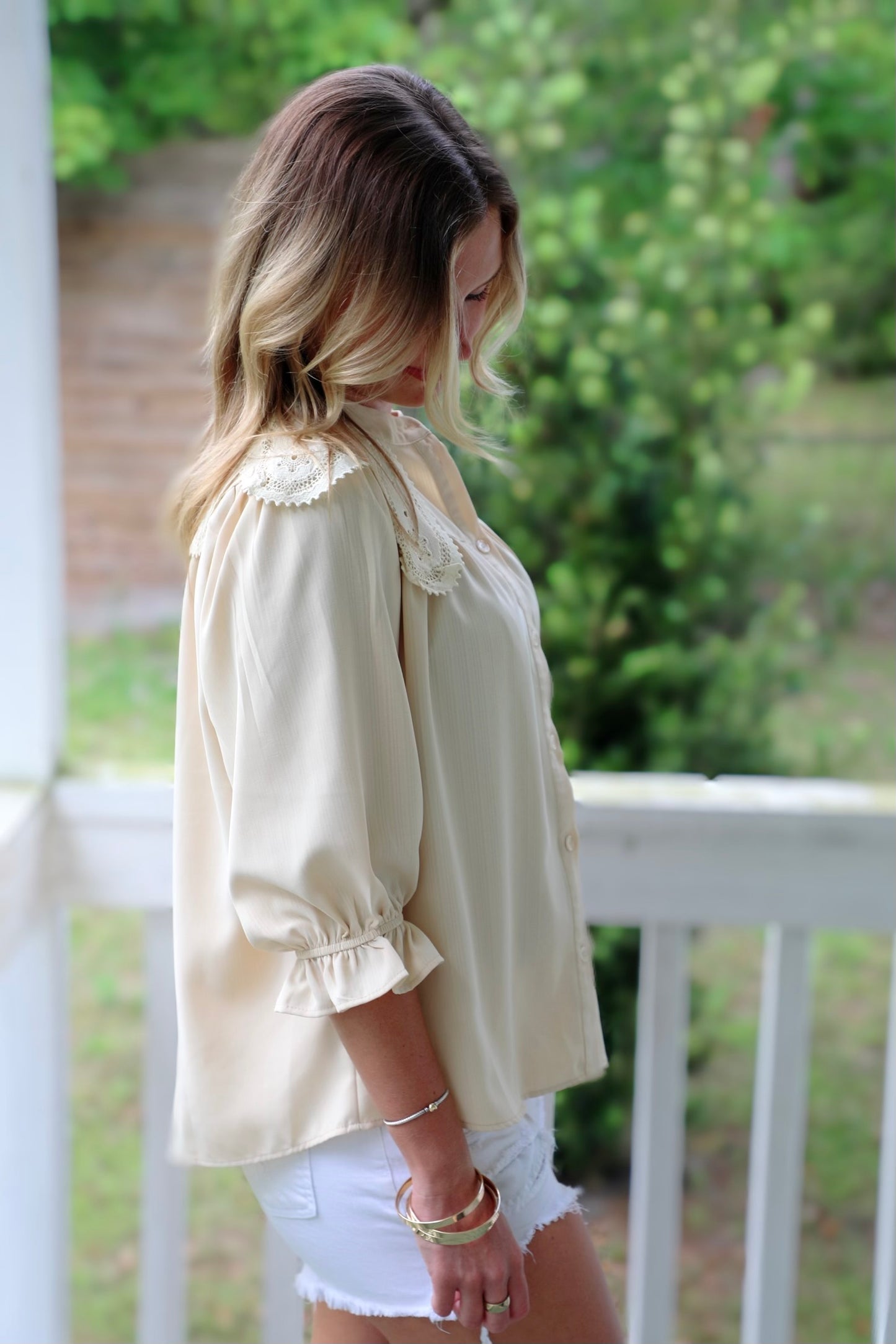 Piper Lace Button-Up Blouse