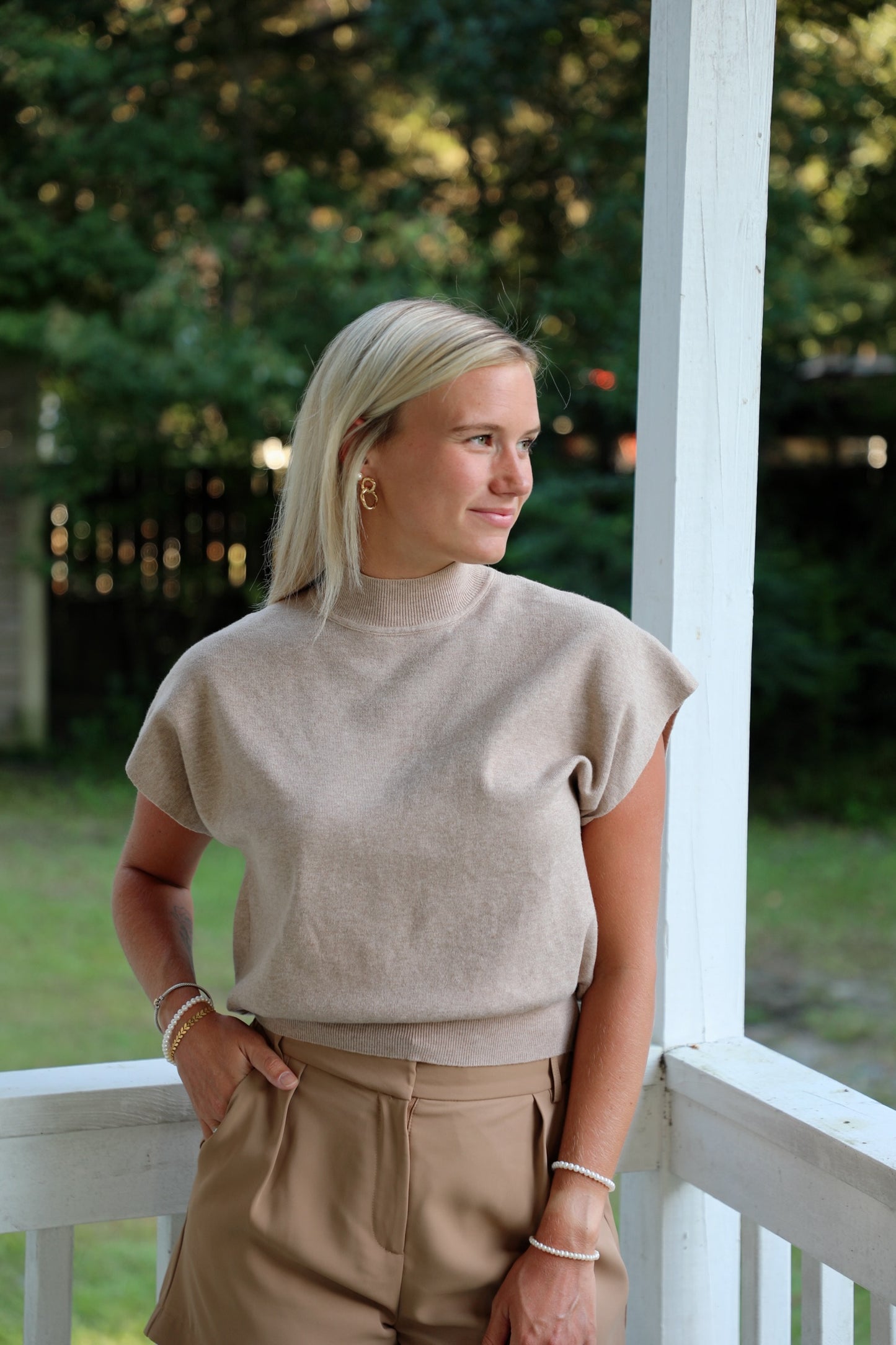 Oatmeal Mock Neck Sweater