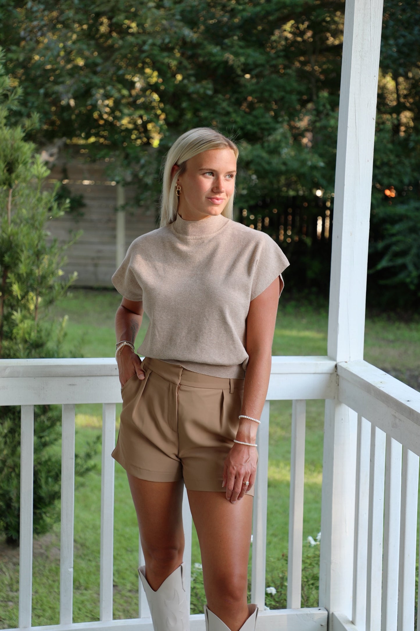 Oatmeal Mock Neck Sweater