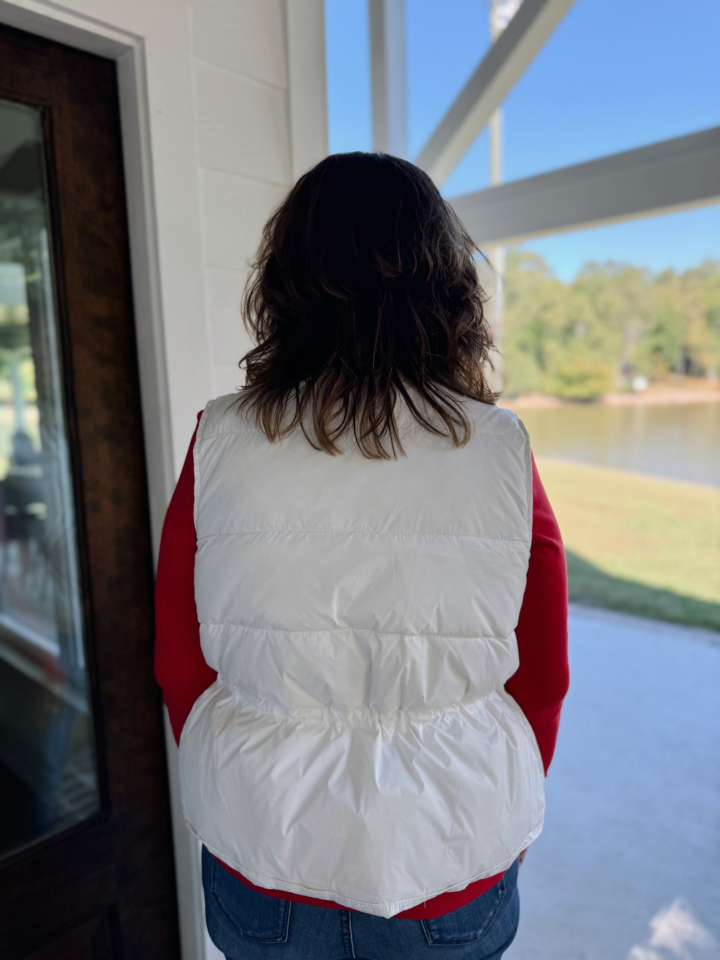 Cinched Waist Snapped Puffer Vest