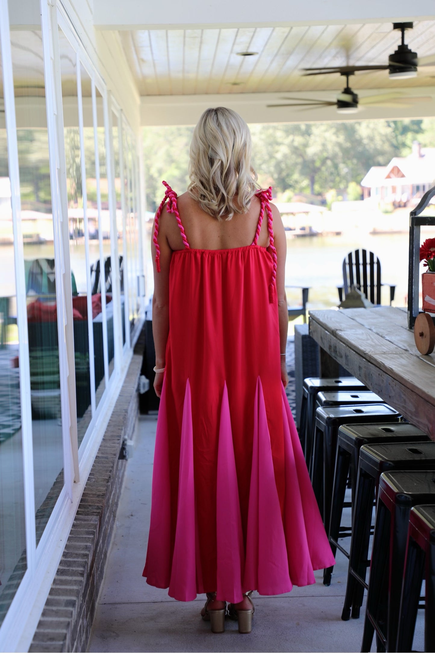 Split Decision Pleated Maxi Dress