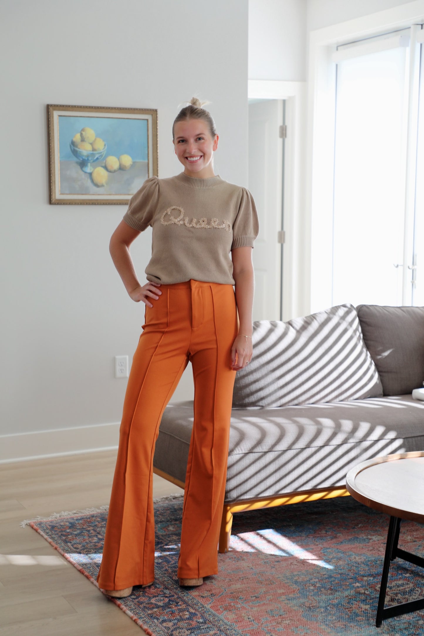 Pumpkin High Rise Flare Pants