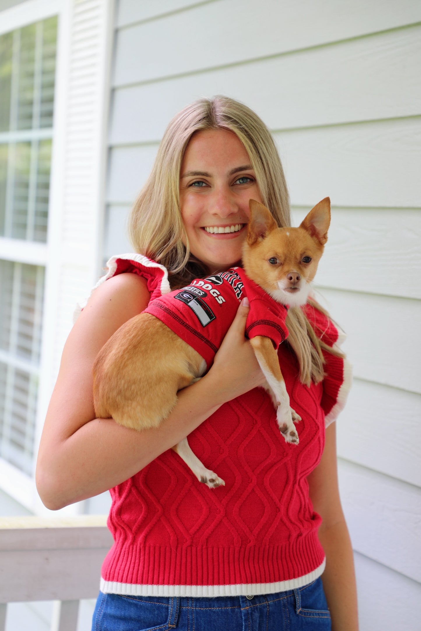 Game Day Ruffle Sleeve Cable Sweater Top