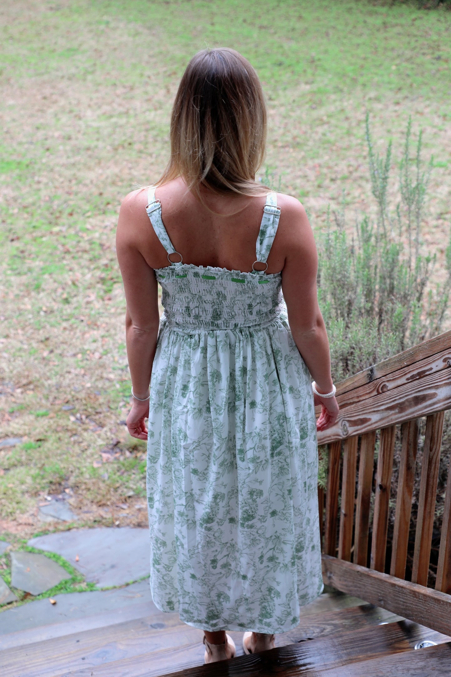Floral Print Adjustable Shoulder Strap Pullover Midi Dress