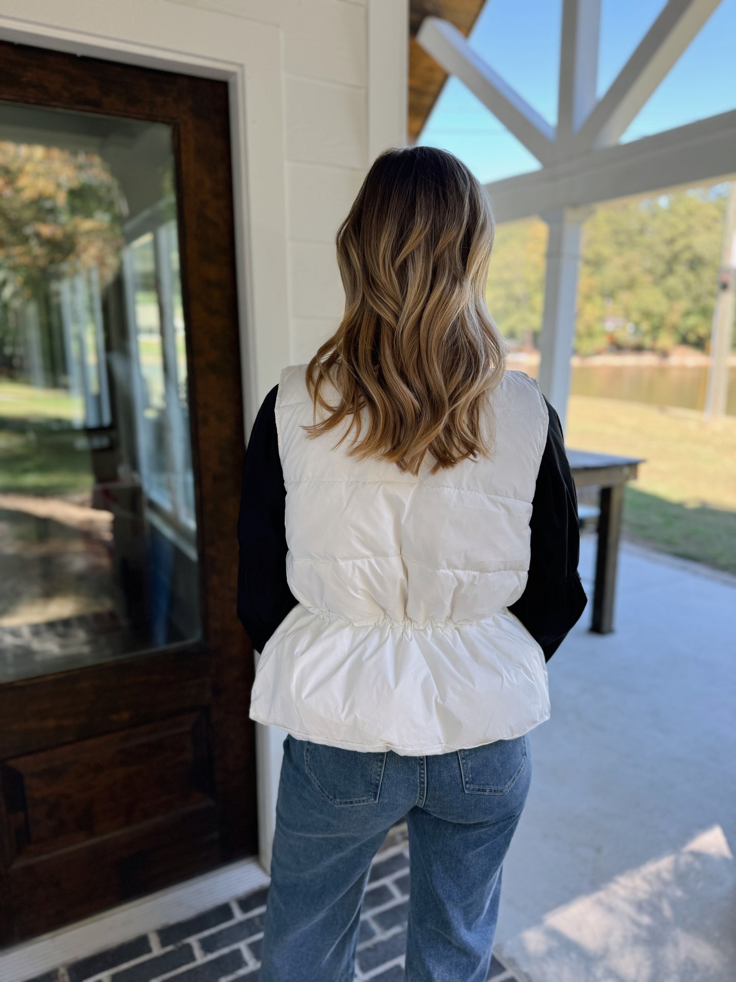 Cinched Waist Snapped Puffer Vest