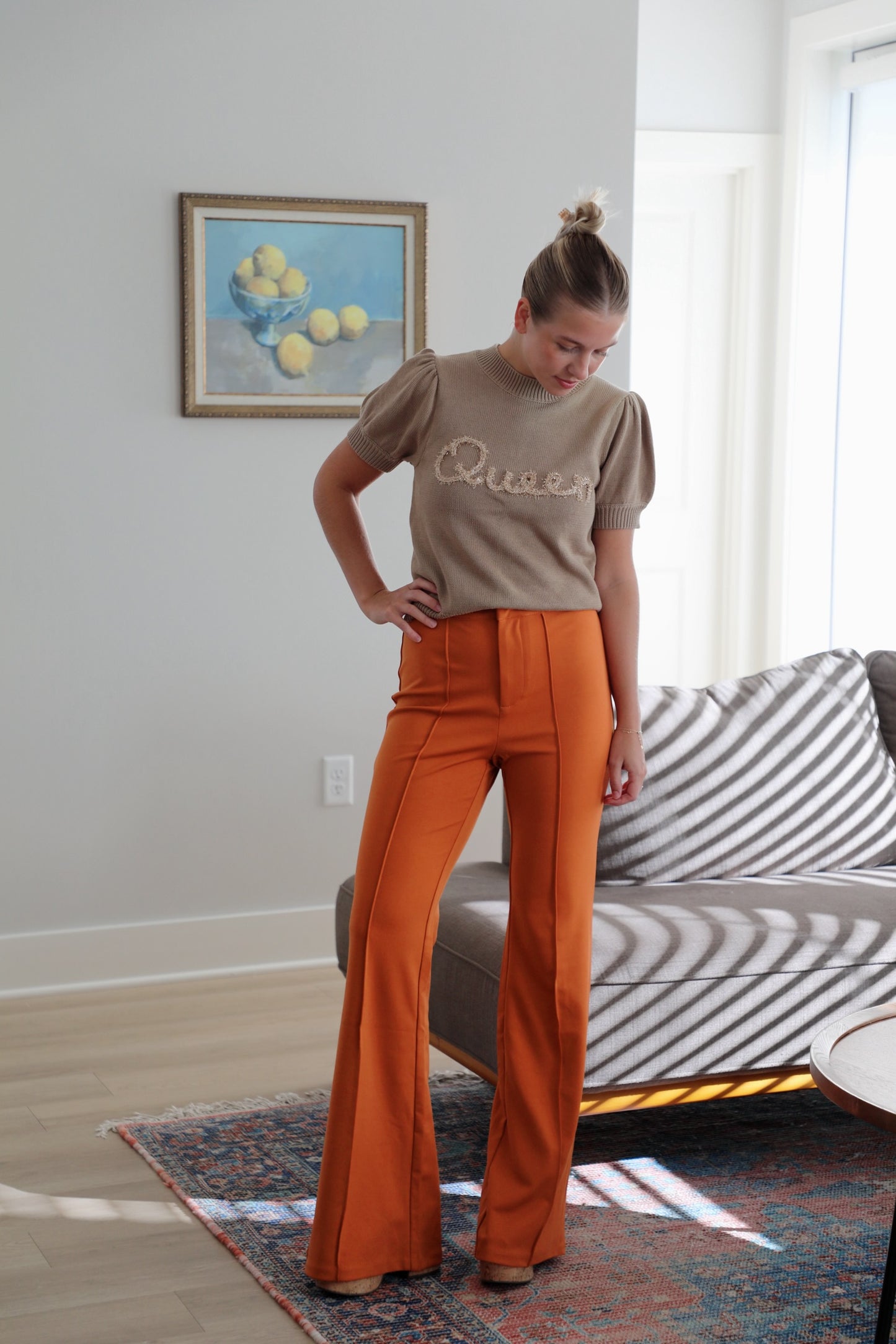 Pumpkin High Rise Flare Pants