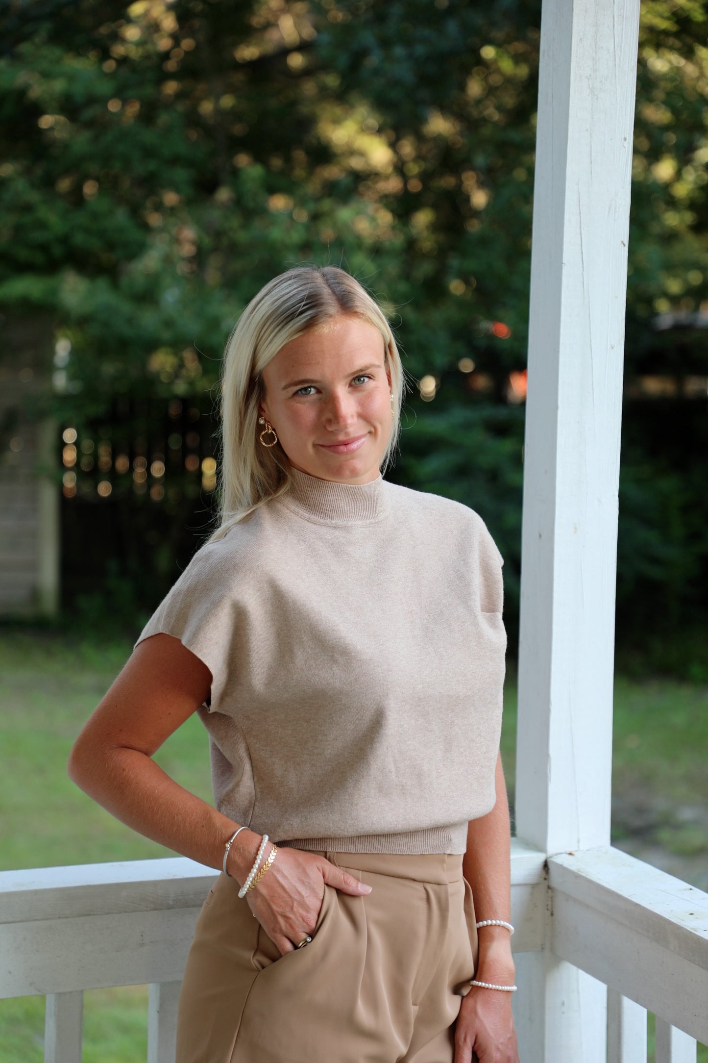 Oatmeal Mock Neck Sweater