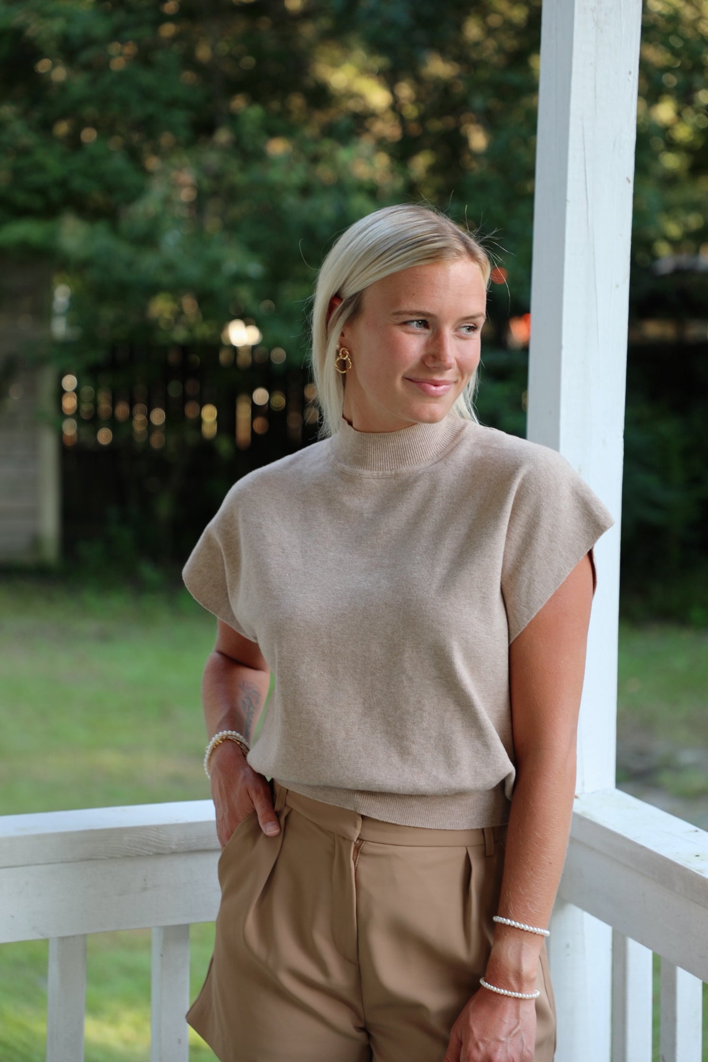 Oatmeal Mock Neck Sweater