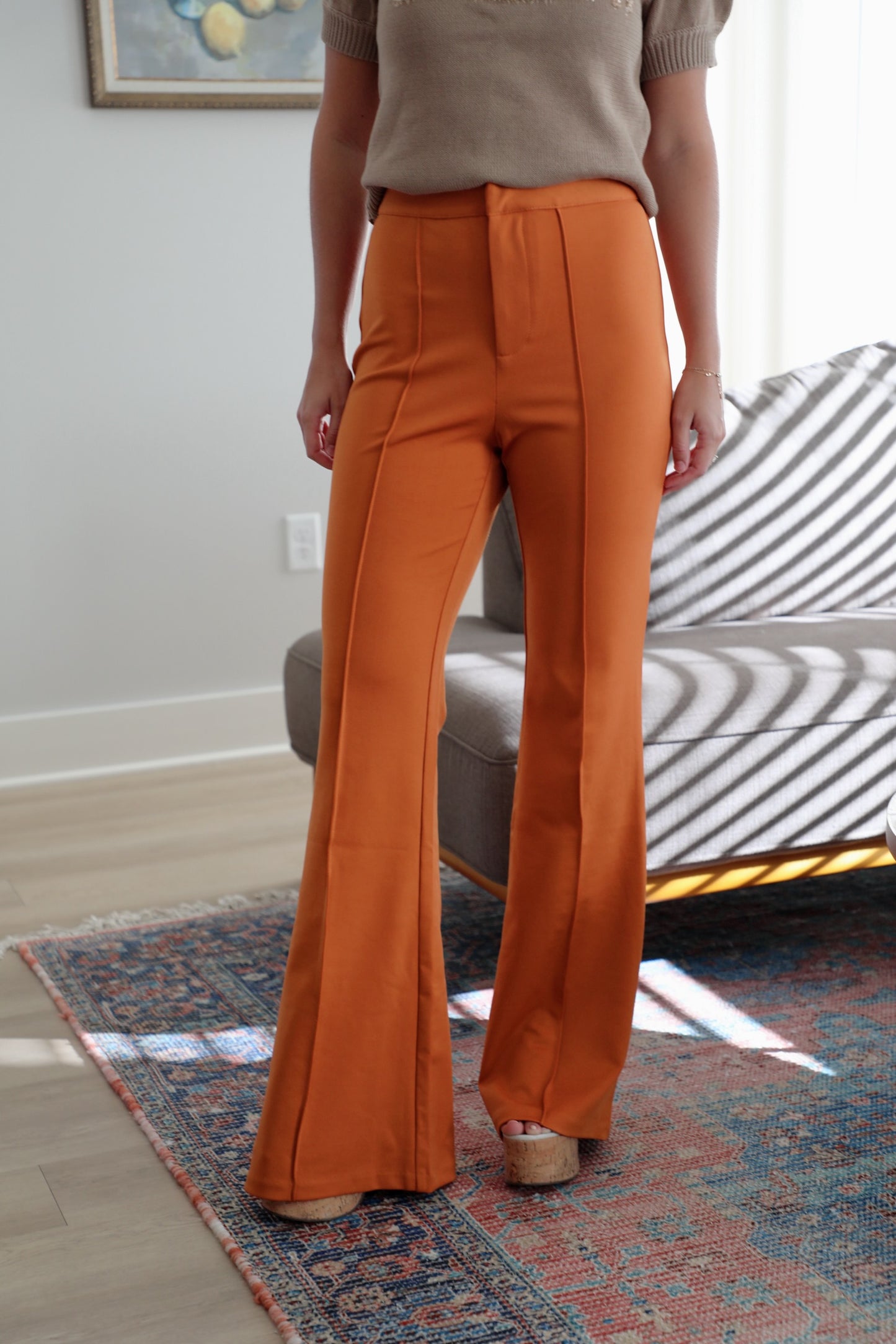Pumpkin High Rise Flare Pants