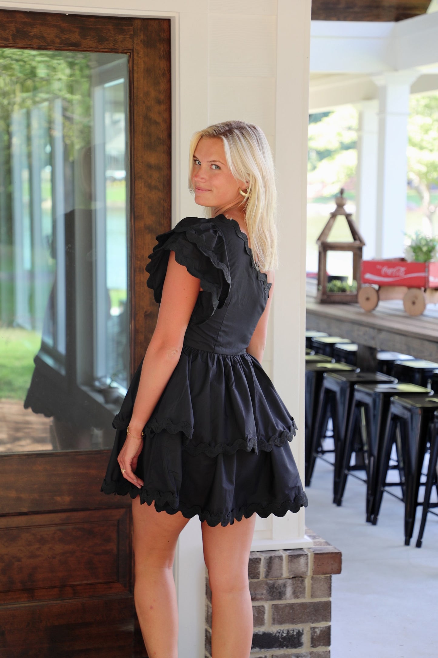 One Shoulder Scalloped Tiered Dress