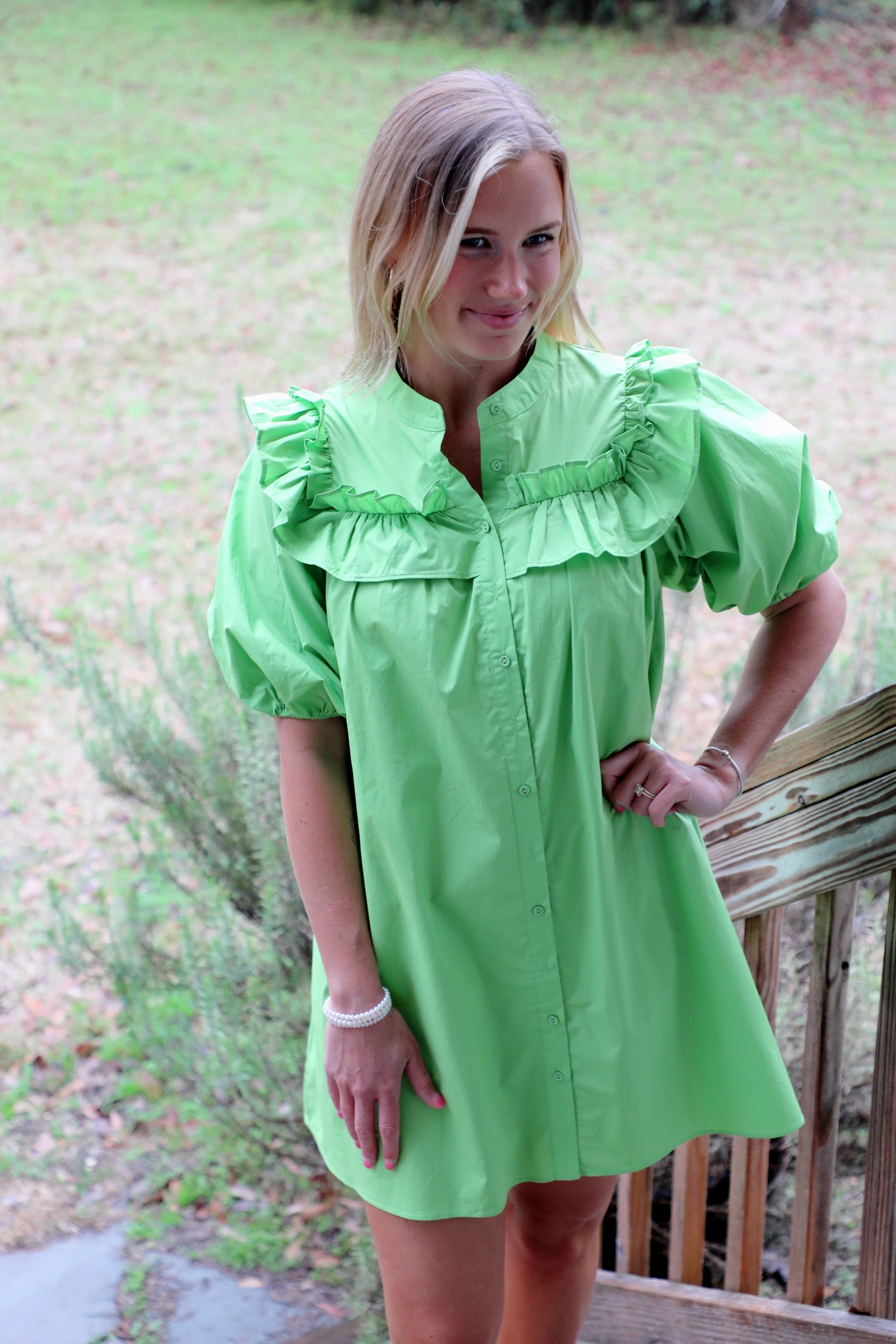green emerald velvet dress Puff Sleeve Mini Dress with Mandarin Collar and Ruffle Details Apple Green / Medium green emerald velvet dress Puff Sleeve Mini Dress with Mandarin Collar and Ruffle Details Apple Green / Medium