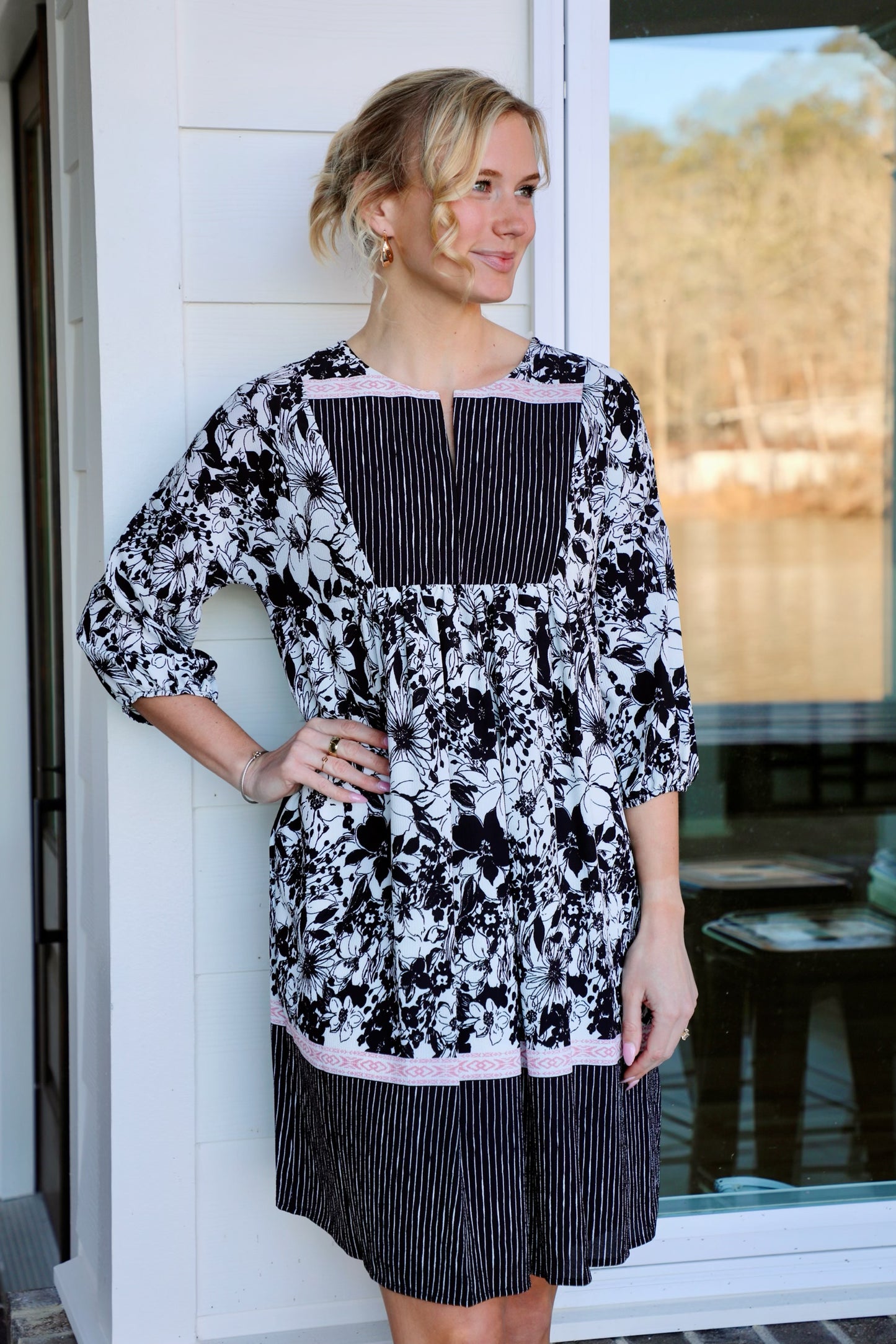 Multi Print Knee Length Dress