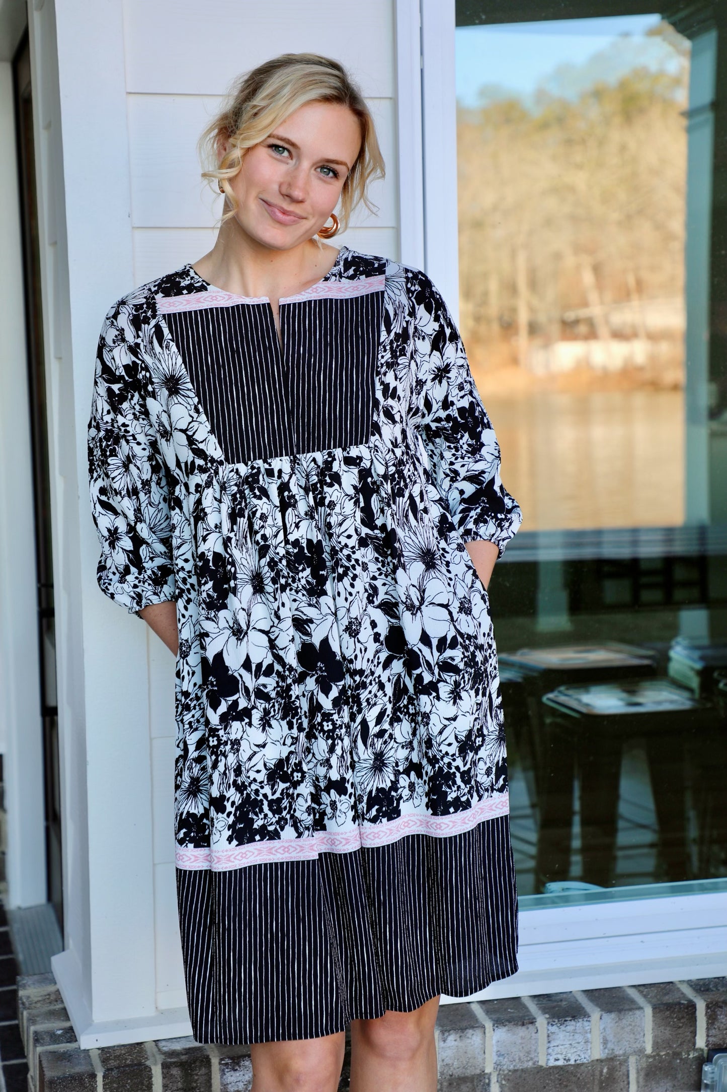 Multi Print Knee Length Dress