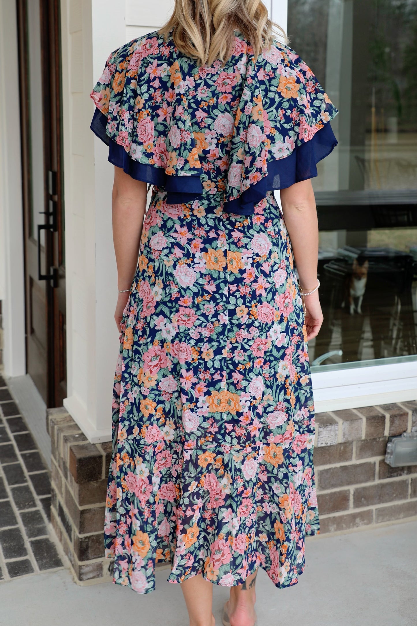 Ruffle Hem and Flutter Sleeve Midi Dress