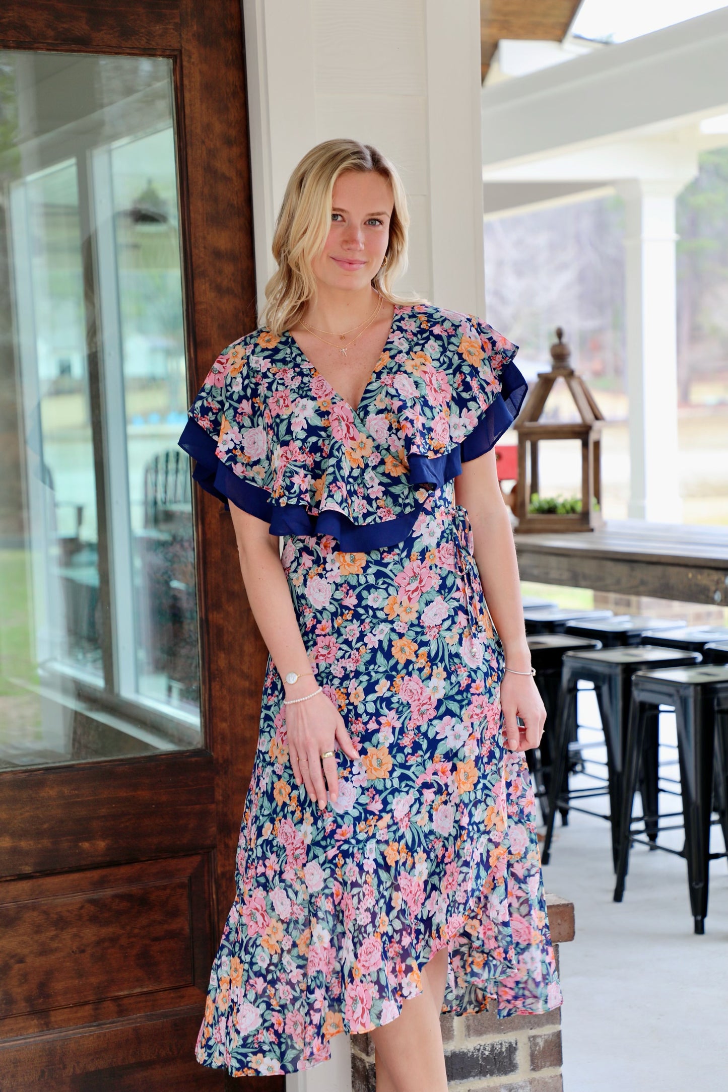 Ruffle Hem and Flutter Sleeve Midi Dress