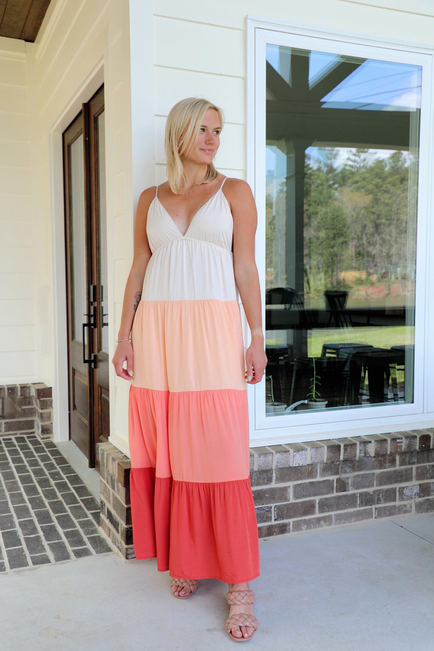Color Block Woven Summer Maxi Dress