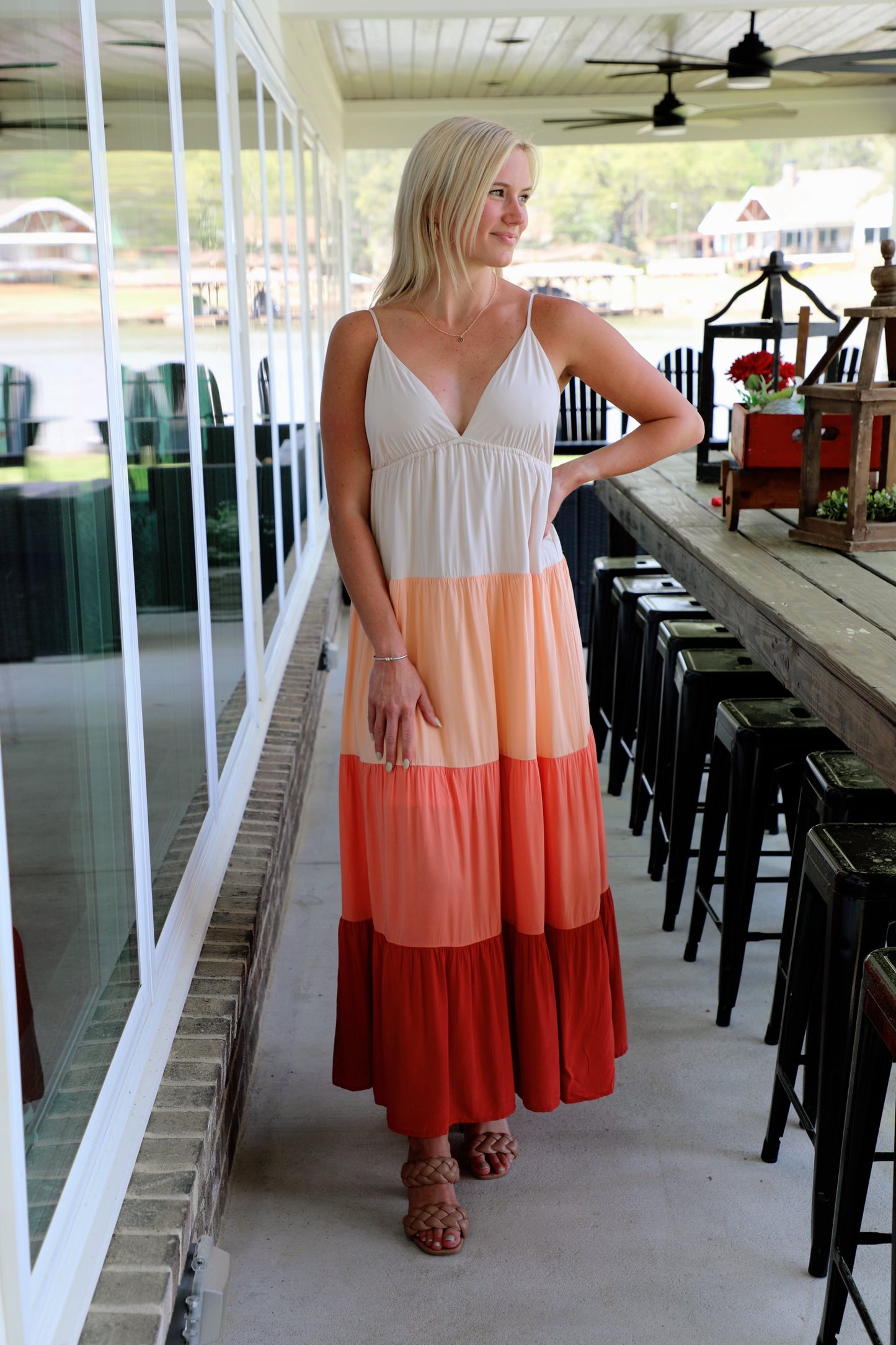 Color Block Woven Summer Maxi Dress