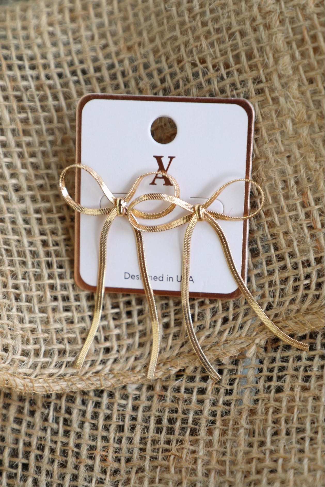 Gold Bow Drop Earrings