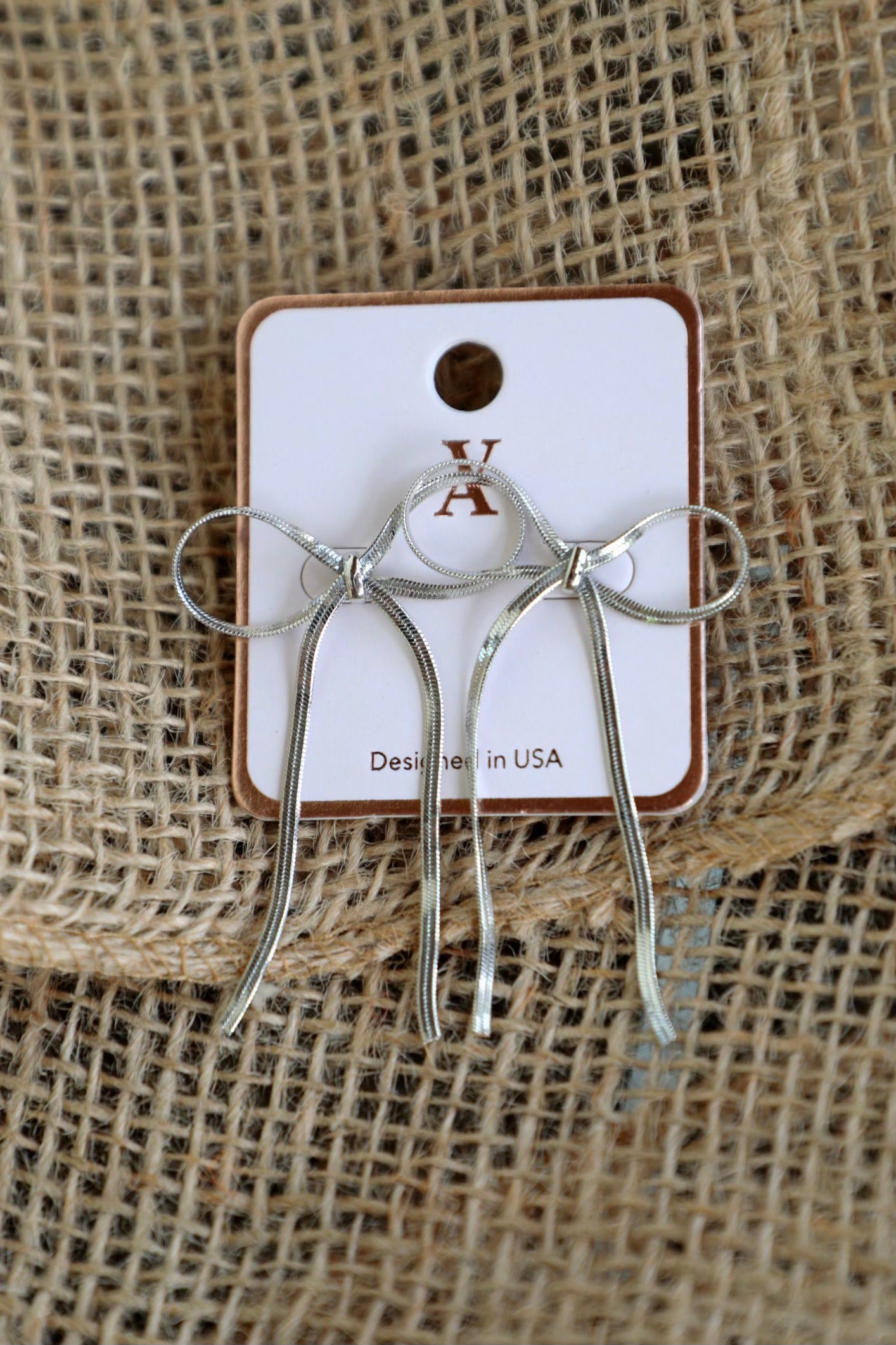 Silver Bow Drop Earrings