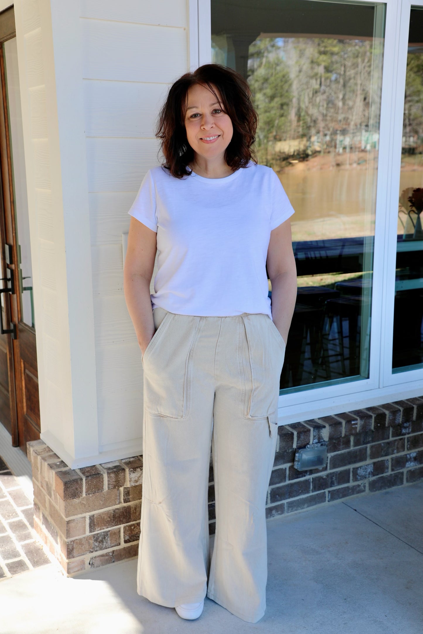 Stretch High Waisted Cargo Pants