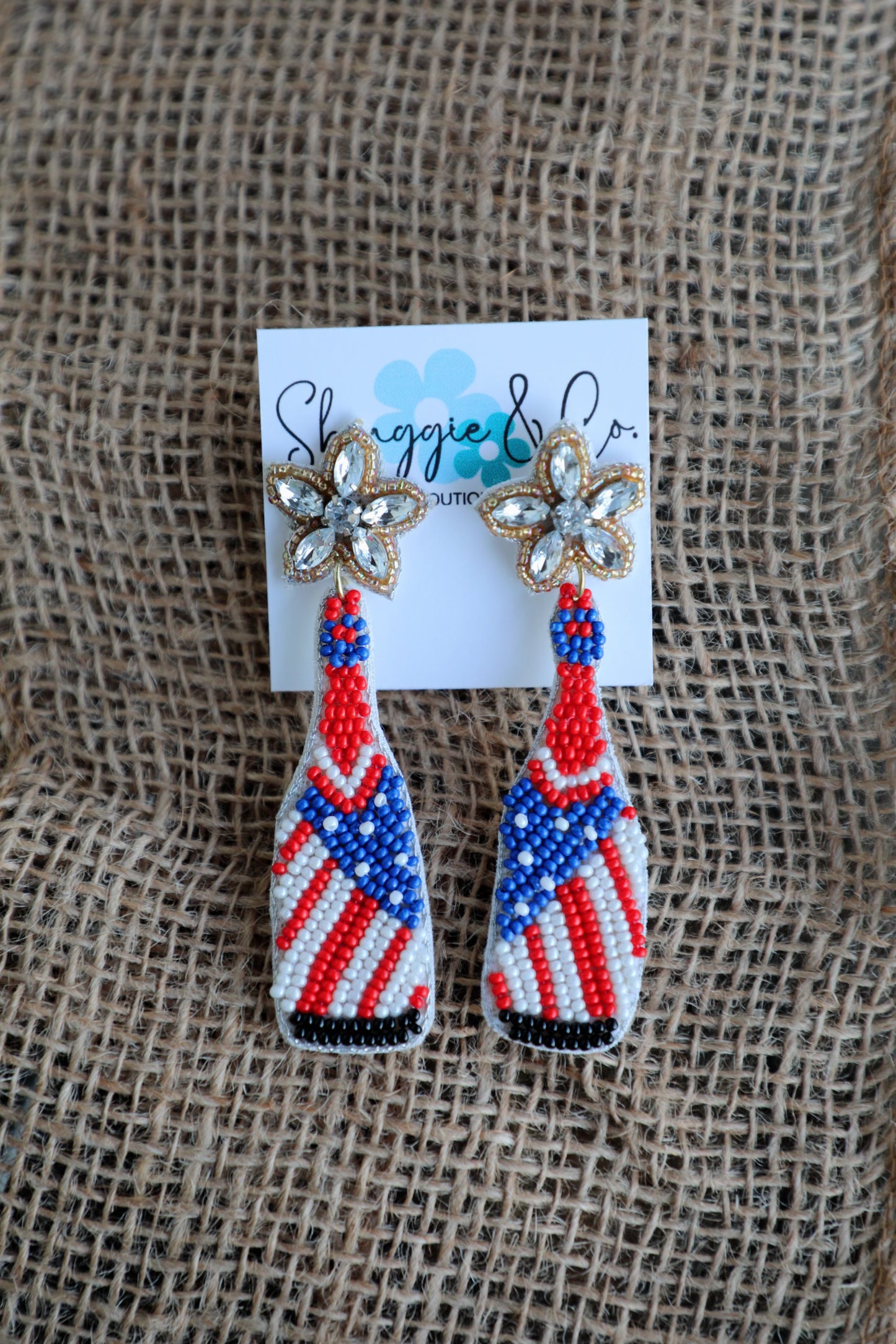 Champagne Beaded USA Earrings