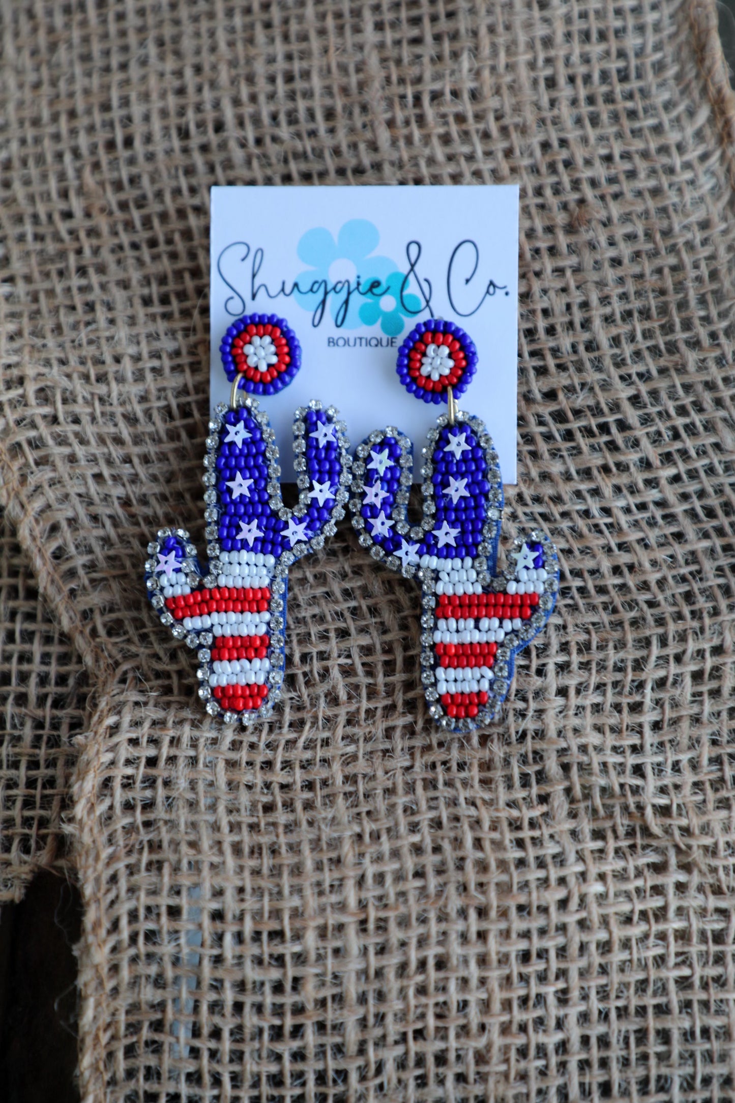 Cactus Beaded USA Earrings