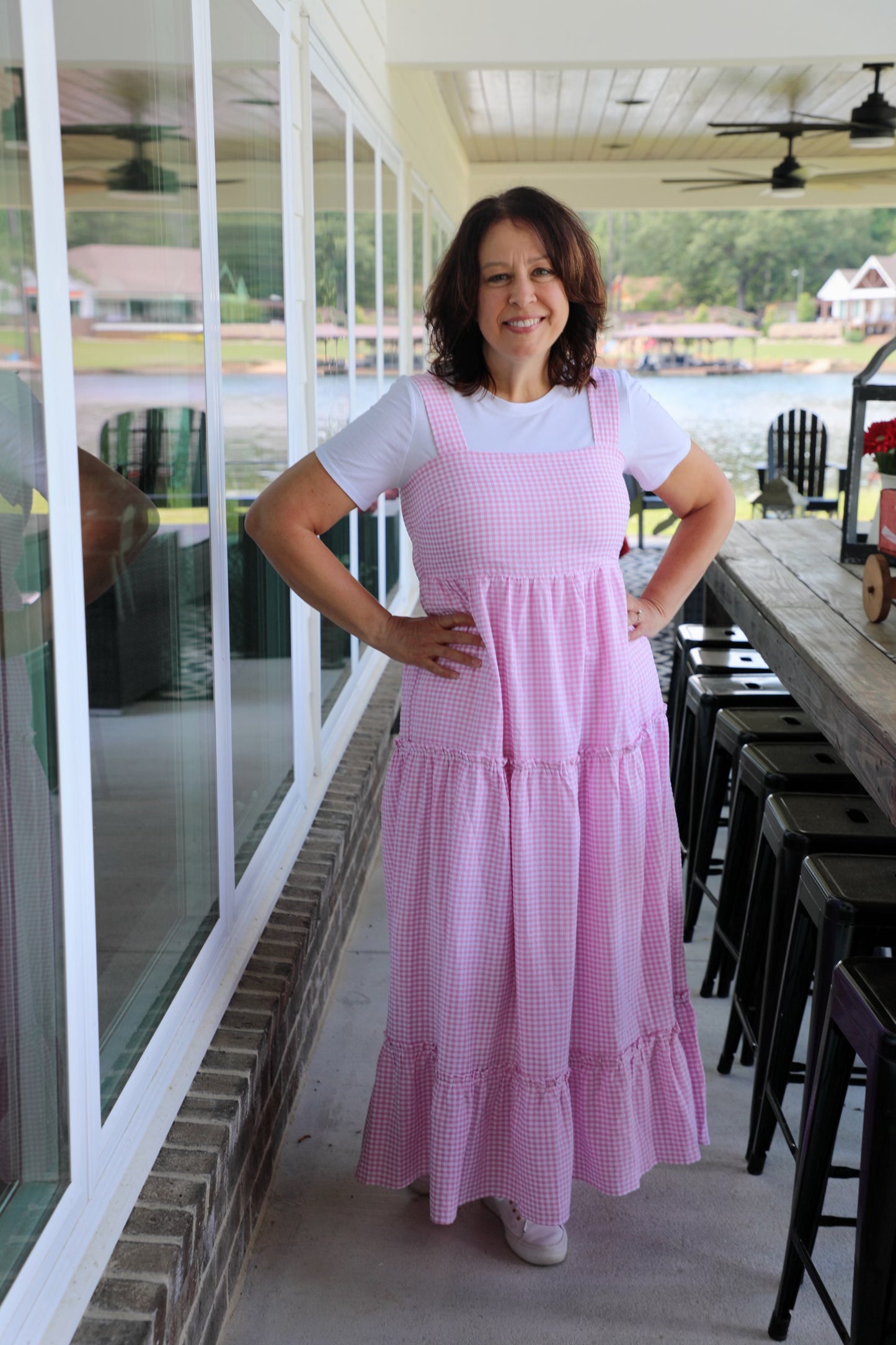 Gingham 3 Tiered Maxi Dress with Smocked Back