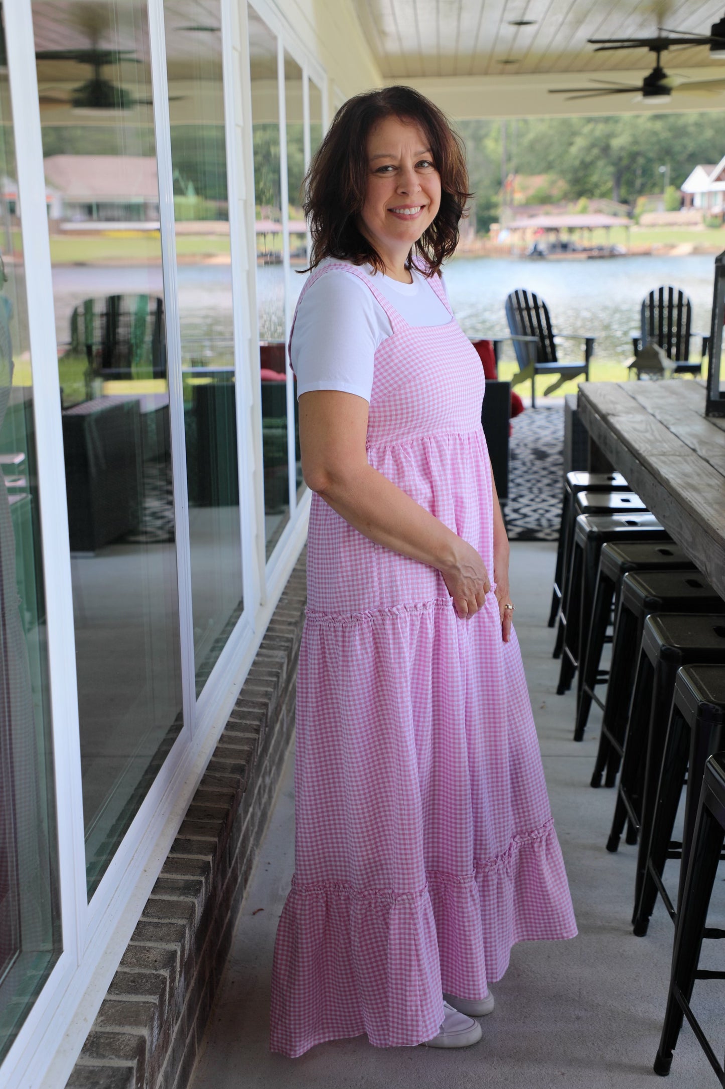 Gingham 3 Tiered Maxi Dress with Smocked Back