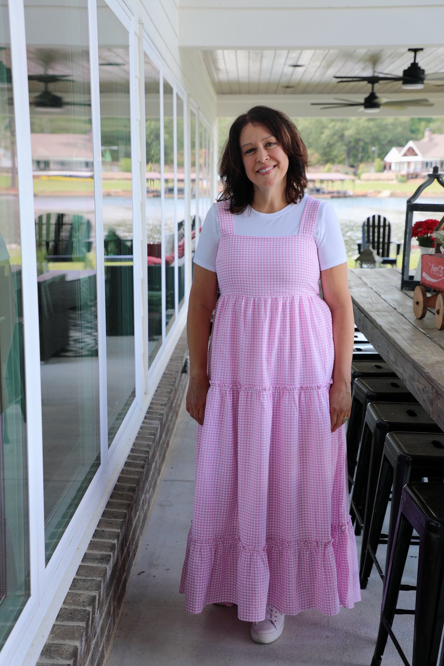 Gingham 3 Tiered Maxi Dress with Smocked Back