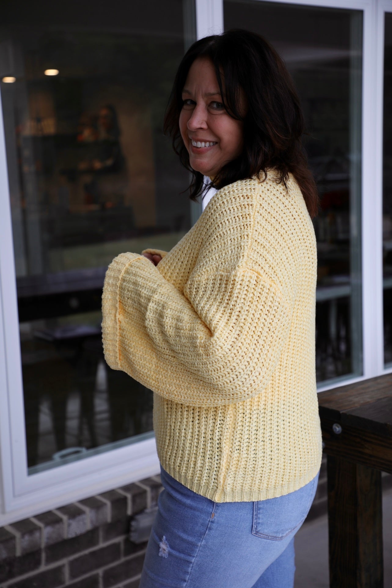 Wide Sleeve Mock Neck Knit Sweater Top