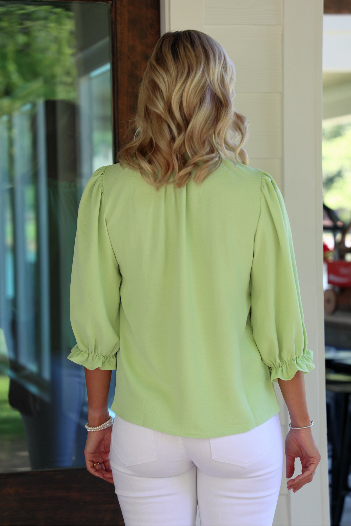 Solid Half Sleeve Mock Neck Top