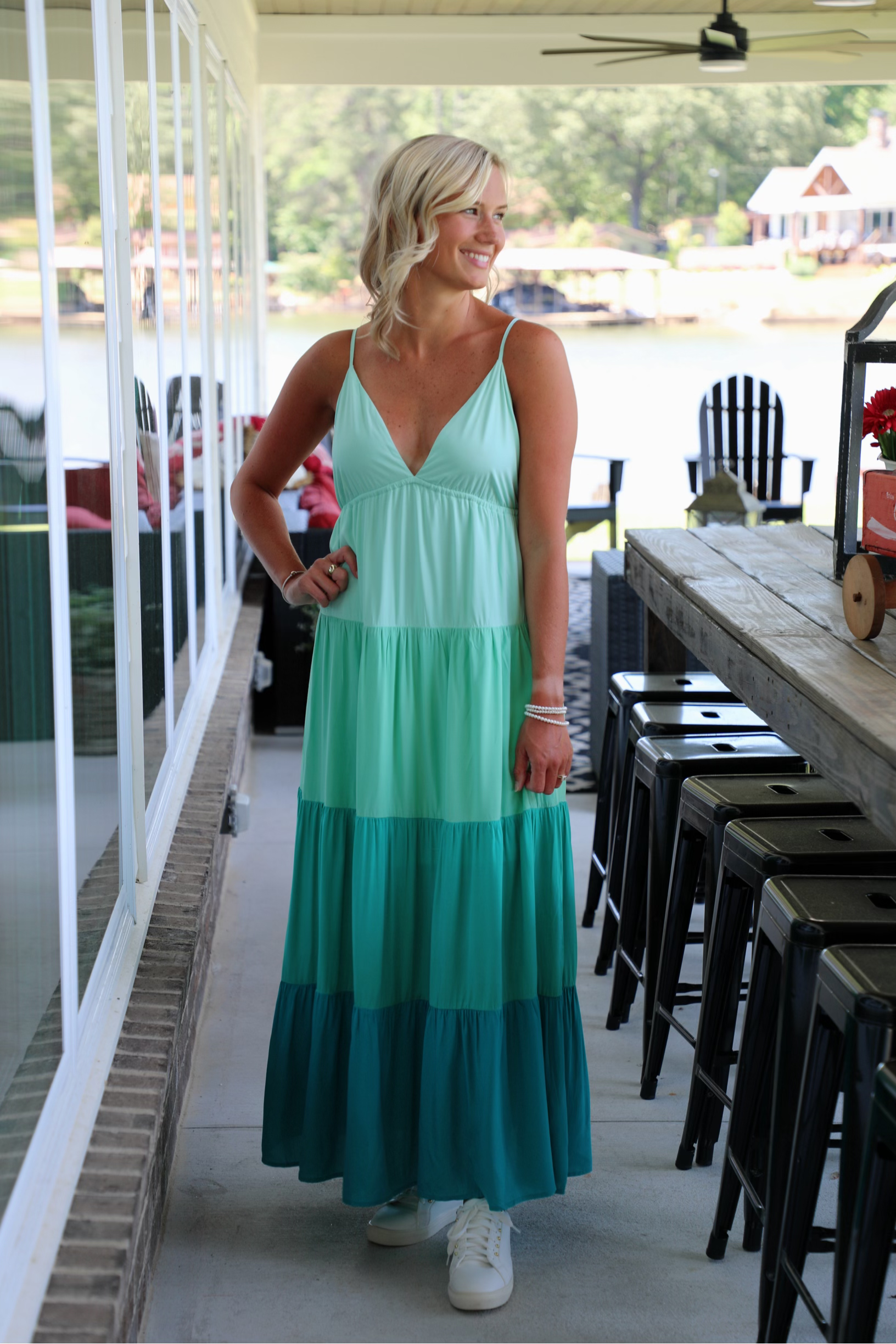 Color Block Woven Summer Maxi Dress Large / Seafoam Color Block Woven Summer Maxi Dress Large / Seafoam