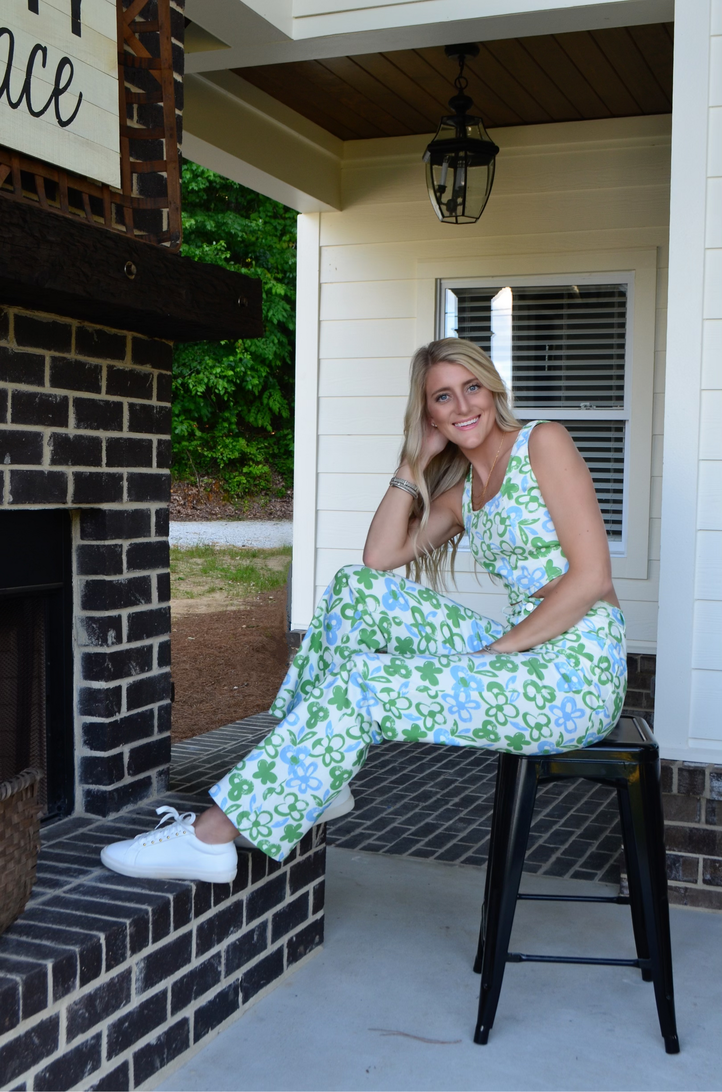 Green Multi Floral Two Piece Set TOP
