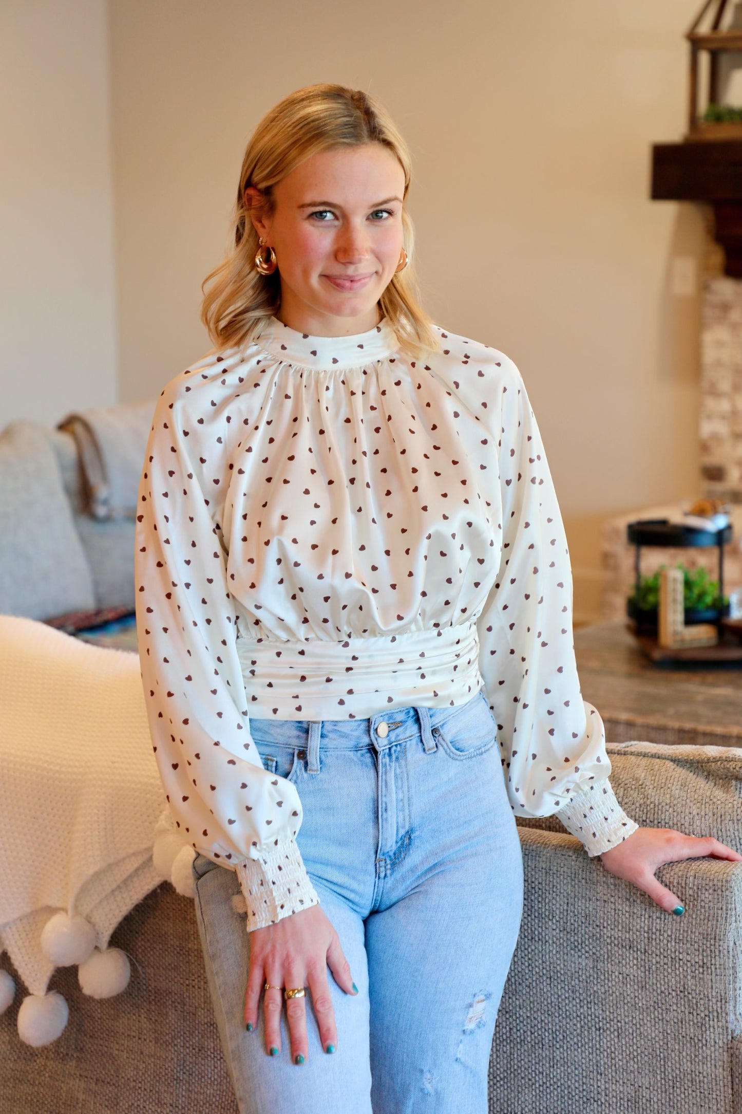 Heart Print Blouse
