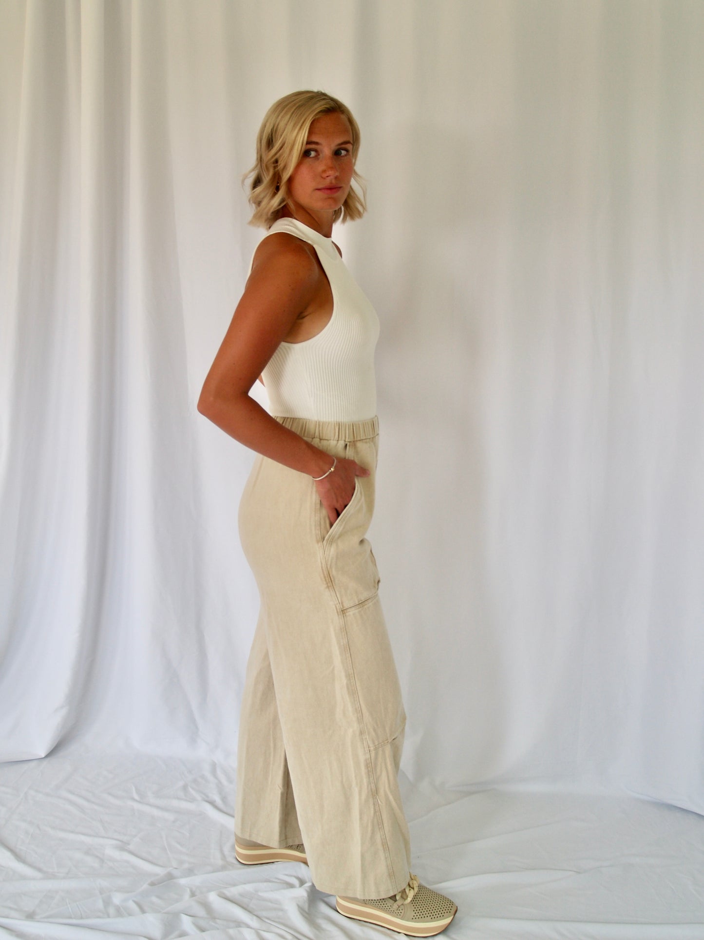 Stretch High Waisted Cargo Pants