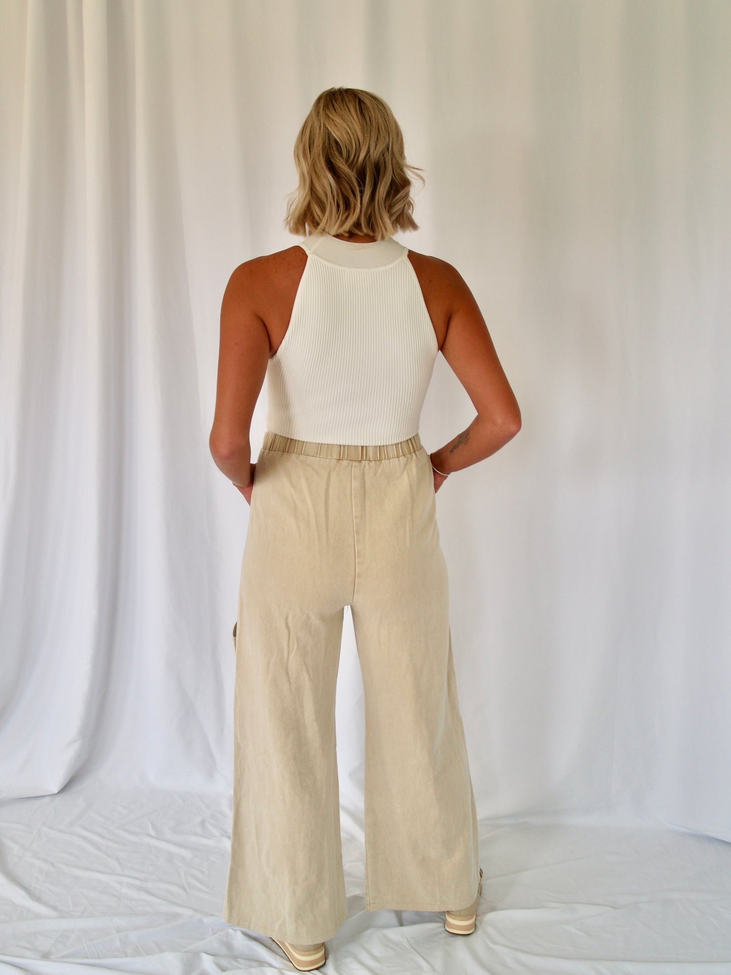Stretch High Waisted Cargo Pants