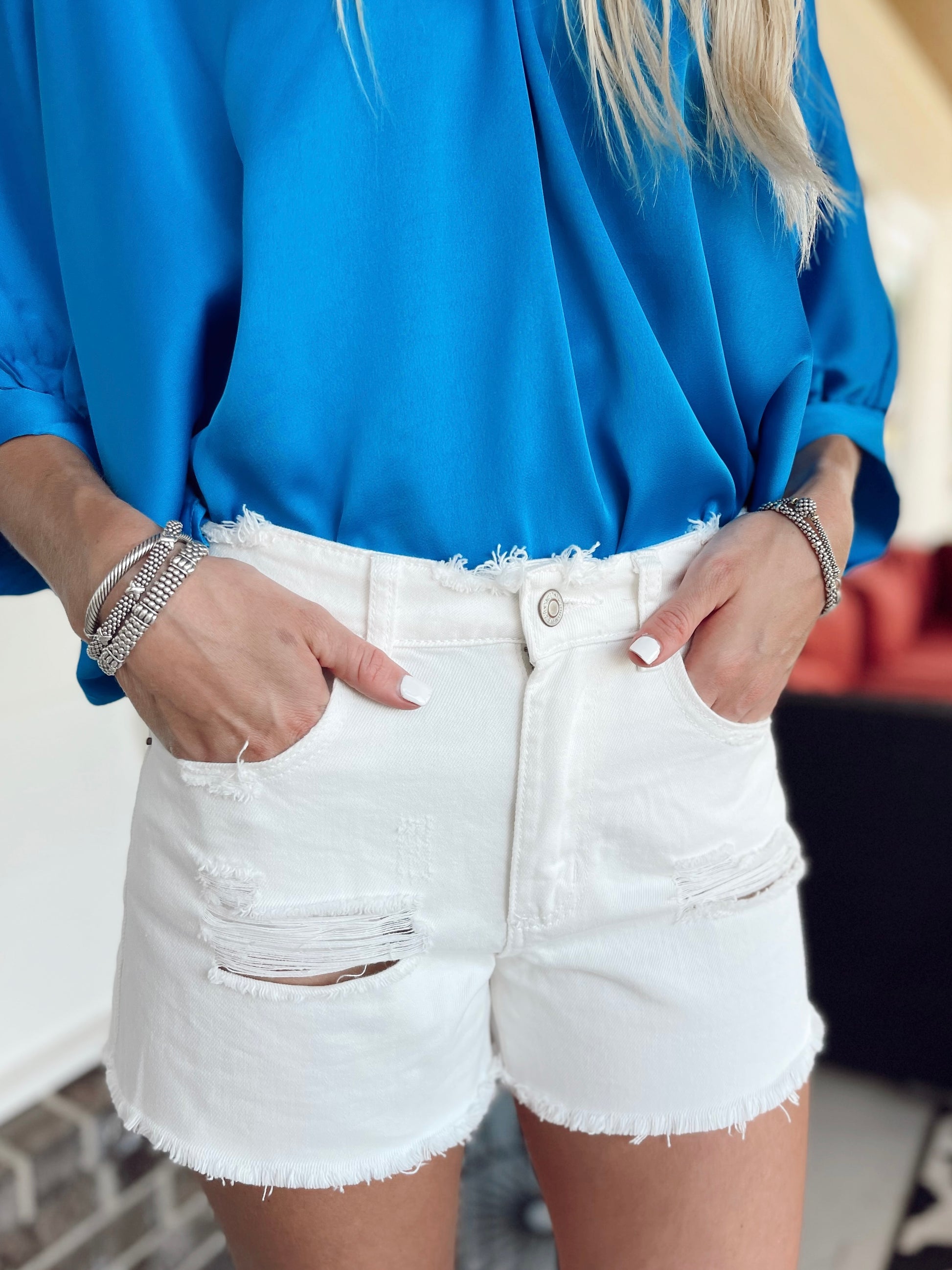 White Denim Shorts