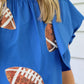 Blue Football Sequin Poplin Top