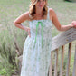 Floral Print Adjustable Shoulder Strap Pullover Midi Dress