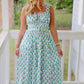 Sleeveless Smocked Floral Print Midi Dress