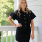 Black Denim Half Button Up Dress