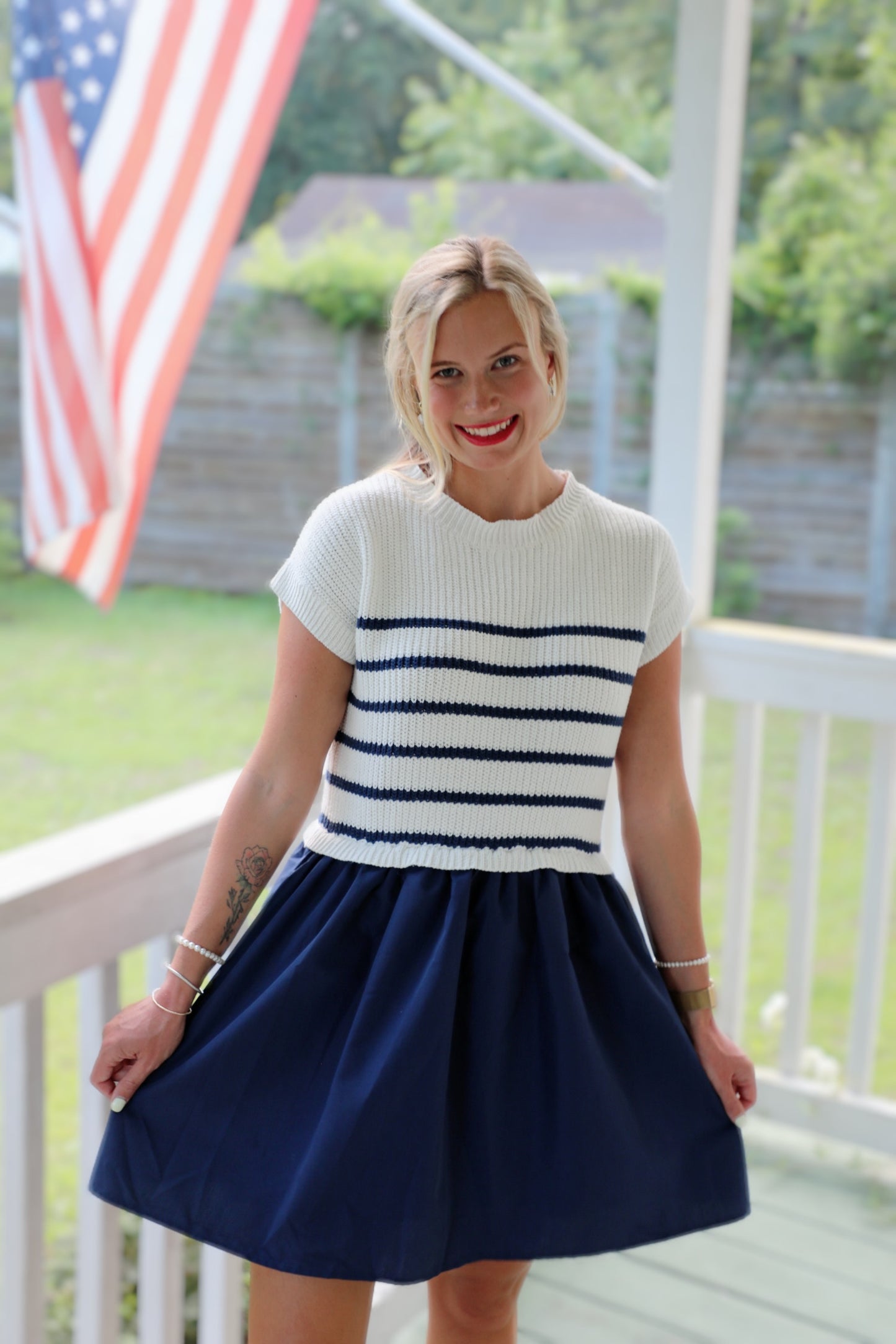 Navy Stripe Sweater Dress