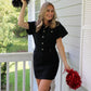 Black Denim Half Button Up Dress