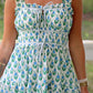 Sleeveless Smocked Floral Print Midi Dress